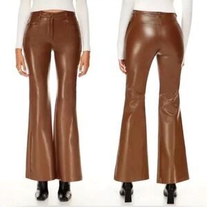 Wilfred Aritzia The Melina Brown Faux Leather High Rise Flare Pants Women’s 00